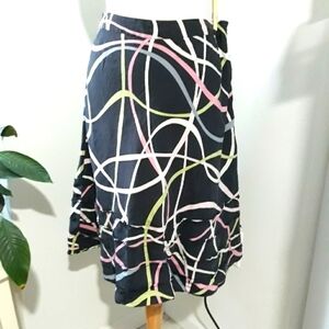Susan Bristol silk lining black multicolor skirt size 10